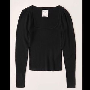 A&F Square Neck, Puff-Sleeved Sweater